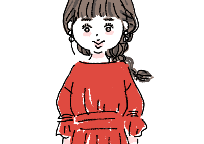 赤いワンピースの女の子 ファッションイラスト